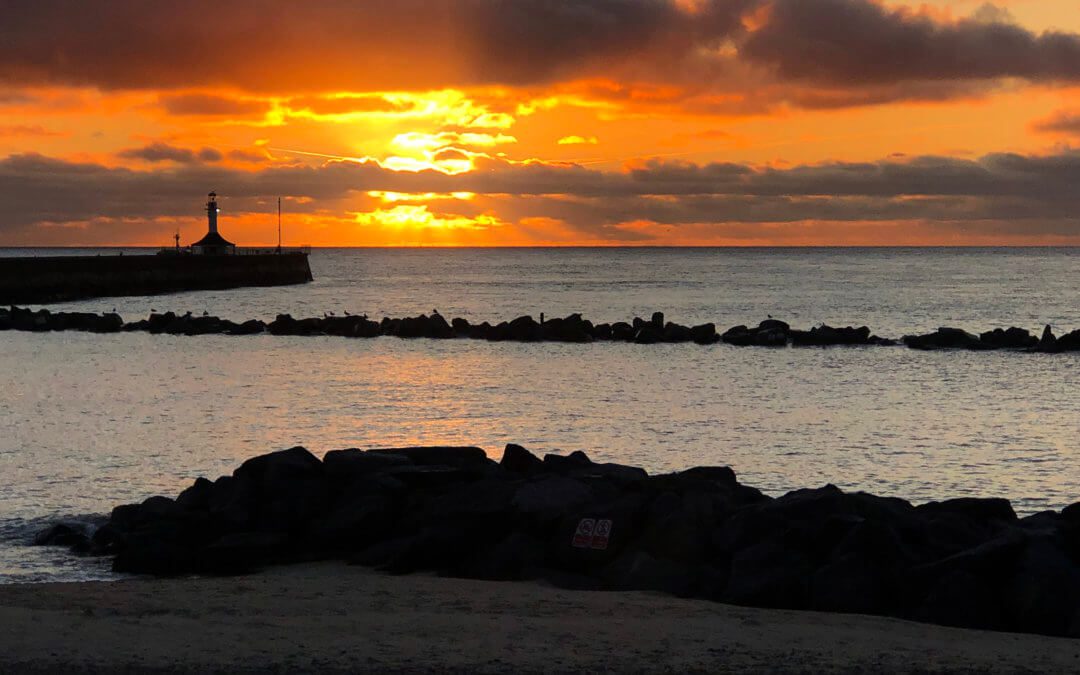 Photograph of the golden sunrise at Lowestoft on 13th September 2019