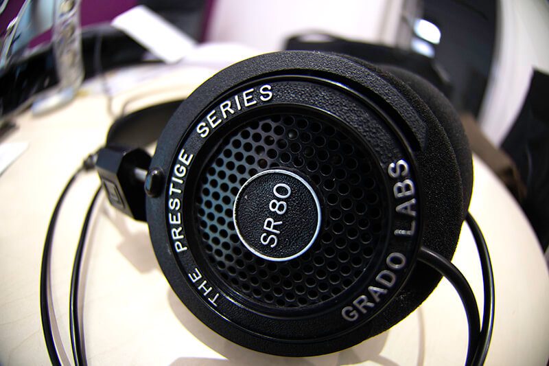 Photograph of a pair of wired Grado SR 80 headphones