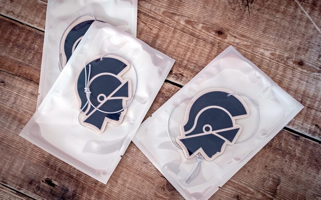 Bespoke shaped car air fresheners in a sealed bags