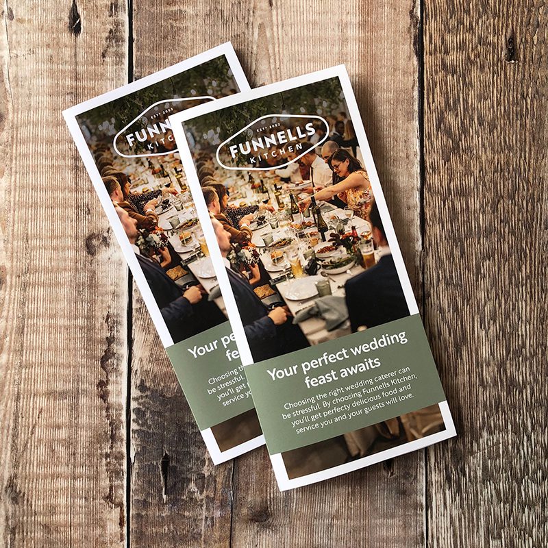 Folded A4 mini brochures for Funnells Kitchen based in Lowestoft